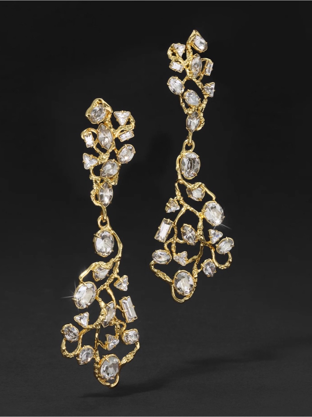 NEW Alexis Bittar Éclat Crystal Large Drop Earrings Gold Clear AU20